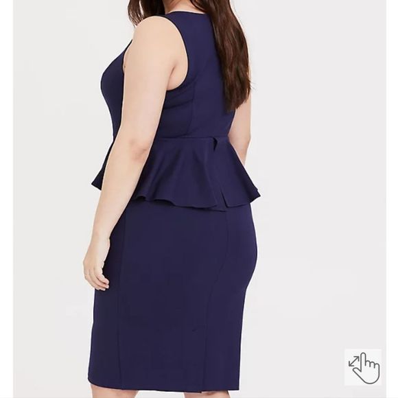Torrid Navy Premium Ponte Peplum Dress, Sz. - Picture 5 of 12